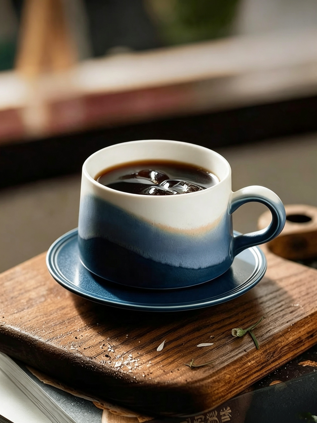 Xiangshang Mountain-Sea Blue Coffee Cup, Handmade Jingdezhen Reactive Glaze Coffee cup