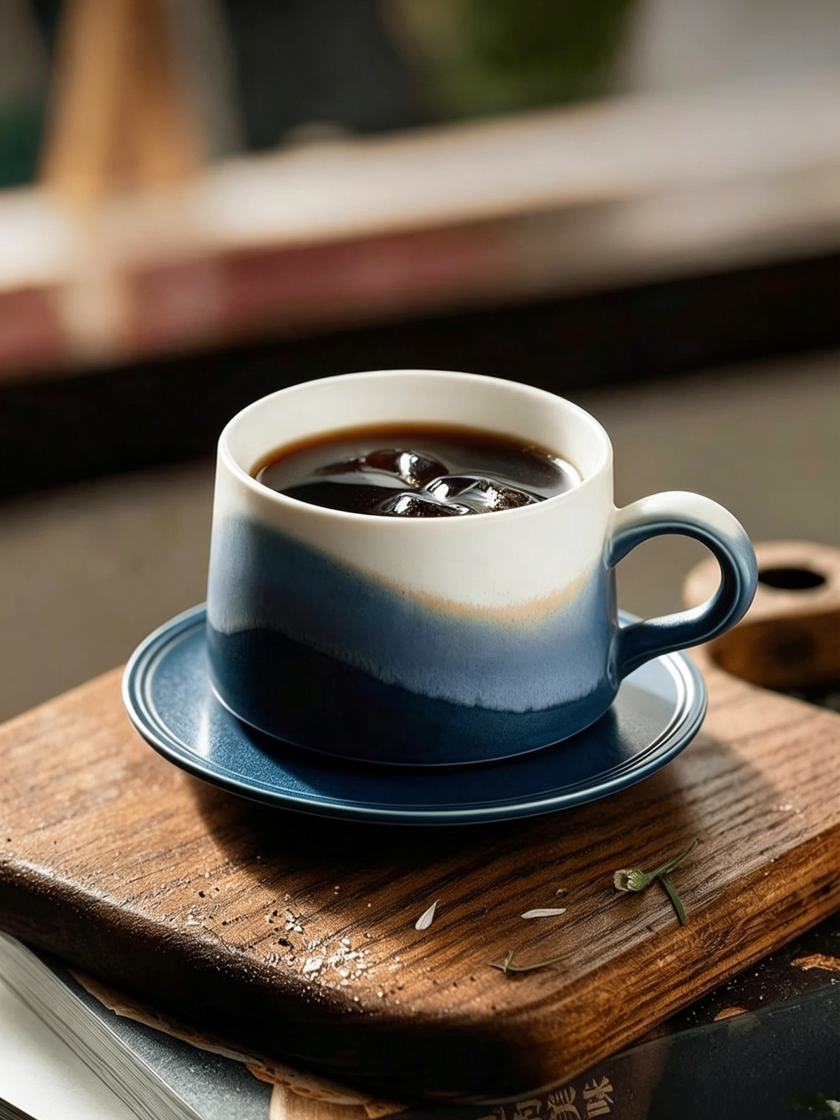 Xiangshang Mountain-Sea Blue Coffee Cup, Handmade Jingdezhen Reactive Glaze Coffee cup
