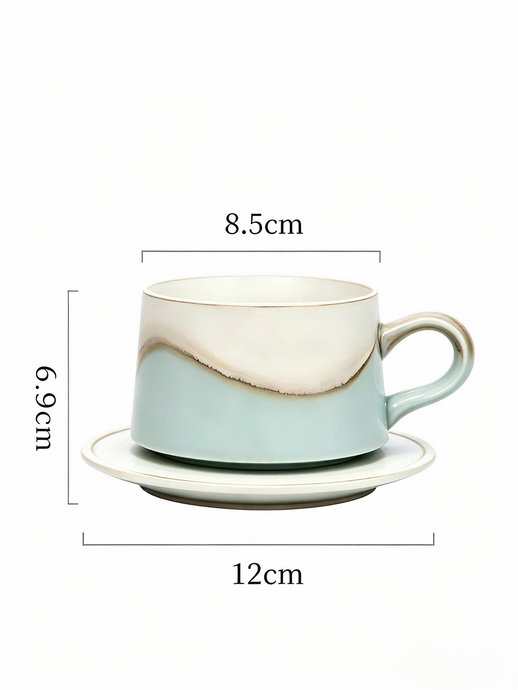 Xiangshang Pure Pale Green Coffee Cup, Handmade Jingdezhen Reactive Glaze Coffee cup