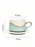 Xiangshang Pure Pale Green Coffee Cup, Handmade Jingdezhen Reactive Glaze Coffee cup