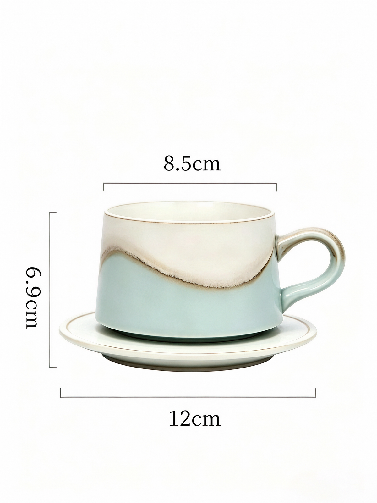 Xiangshang Pure Pale Green Coffee Cup, Handmade Jingdezhen Reactive Glaze Coffee cup