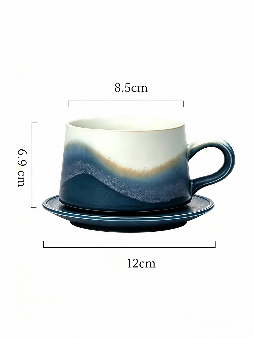 Xiangshang Mountain-Sea Blue Coffee Cup, Handmade Jingdezhen Reactive Glaze Coffee cup