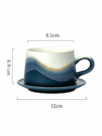 Xiangshang Mountain-Sea Blue Coffee Cup, Handmade Jingdezhen Reactive Glaze Coffee cup
