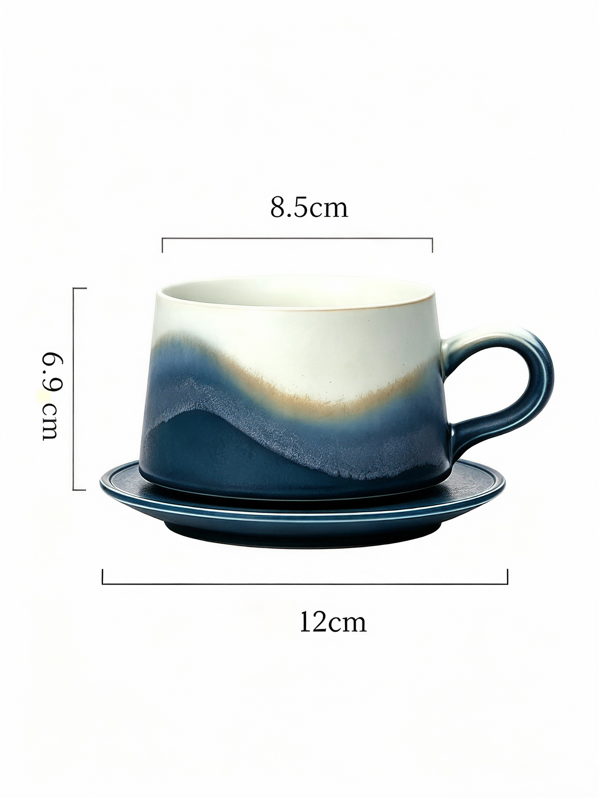 Xiangshang Mountain-Sea Blue Coffee Cup, Handmade Jingdezhen Reactive Glaze Coffee cup