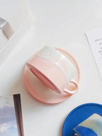 Xiangshang Amber Pink Coffee Cup, Handmade Jingdezhen Reactive Glaze Coffee cup