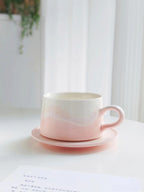 Xiangshang Amber Pink Coffee Cup, Handmade Jingdezhen Reactive Glaze Coffee cup