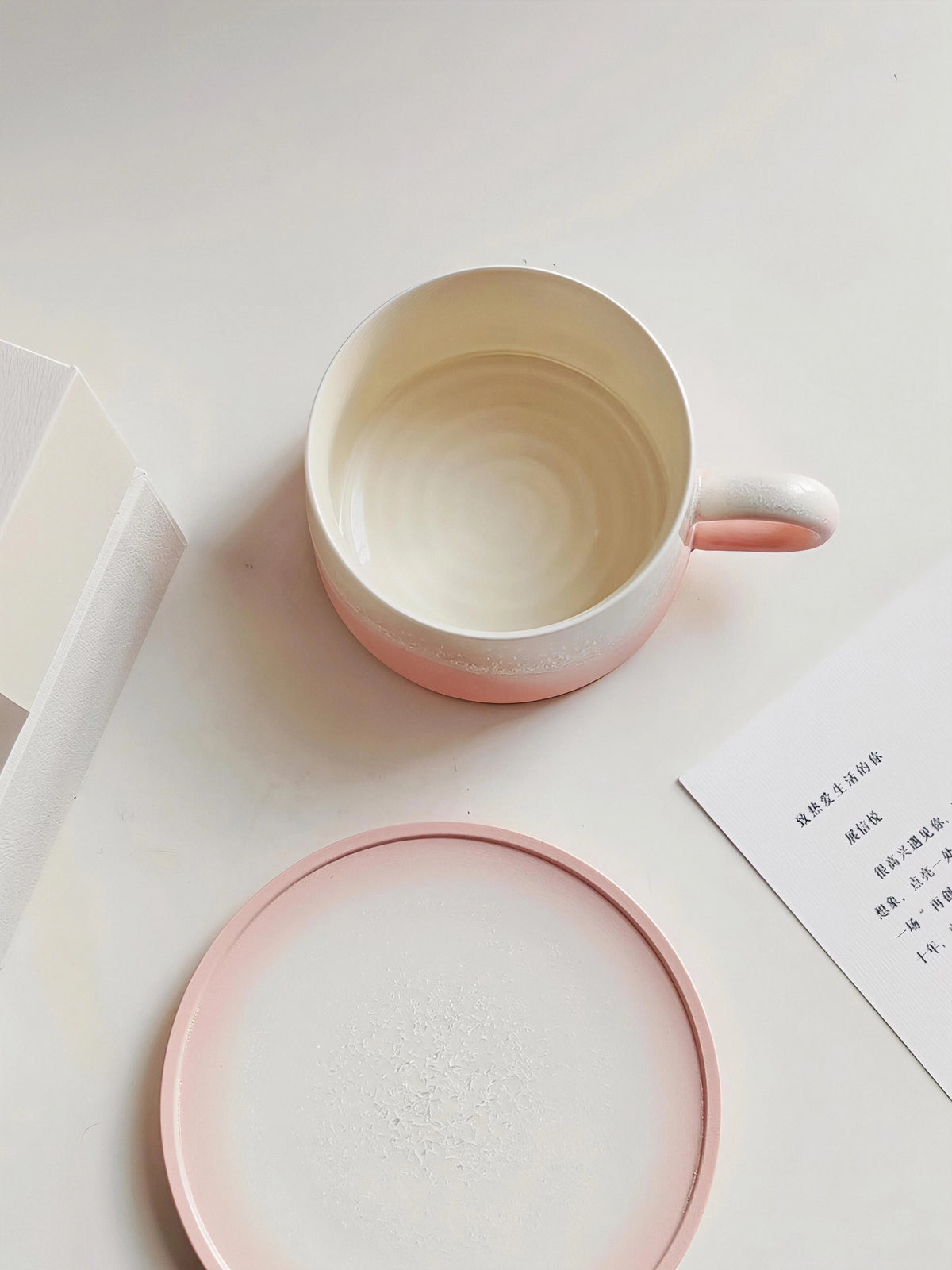 Xiangshang Amber Pink Coffee Cup, Handmade Jingdezhen Reactive Glaze Coffee cup