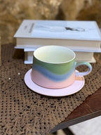 Xiangshang Mountain Glimpse Green Coffee Cup, Handmade Jingdezhen Reactive Glaze Coffee cup