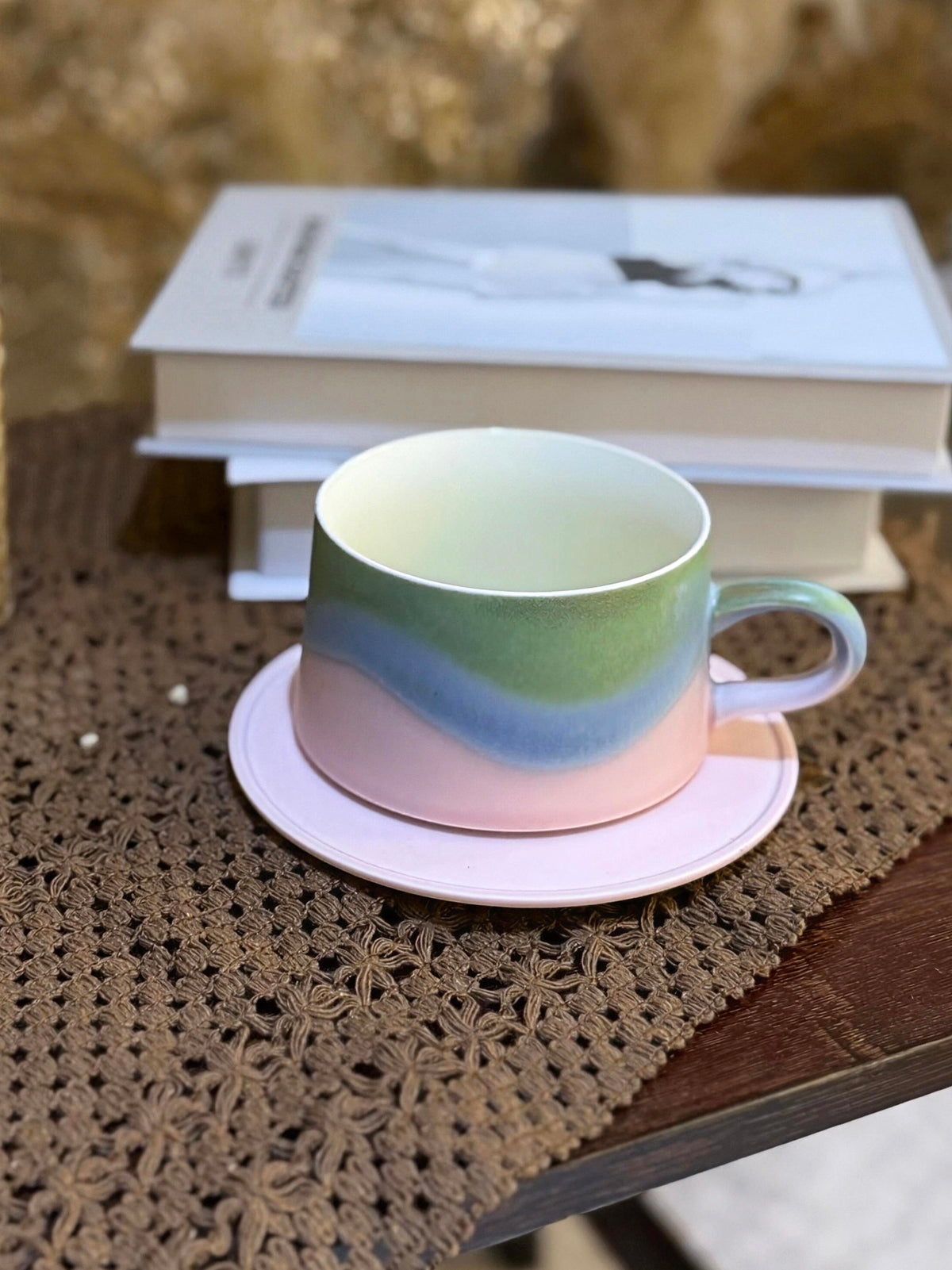 Xiangshang Mountain Glimpse Green Coffee Cup, Handmade Jingdezhen Reactive Glaze Coffee cup