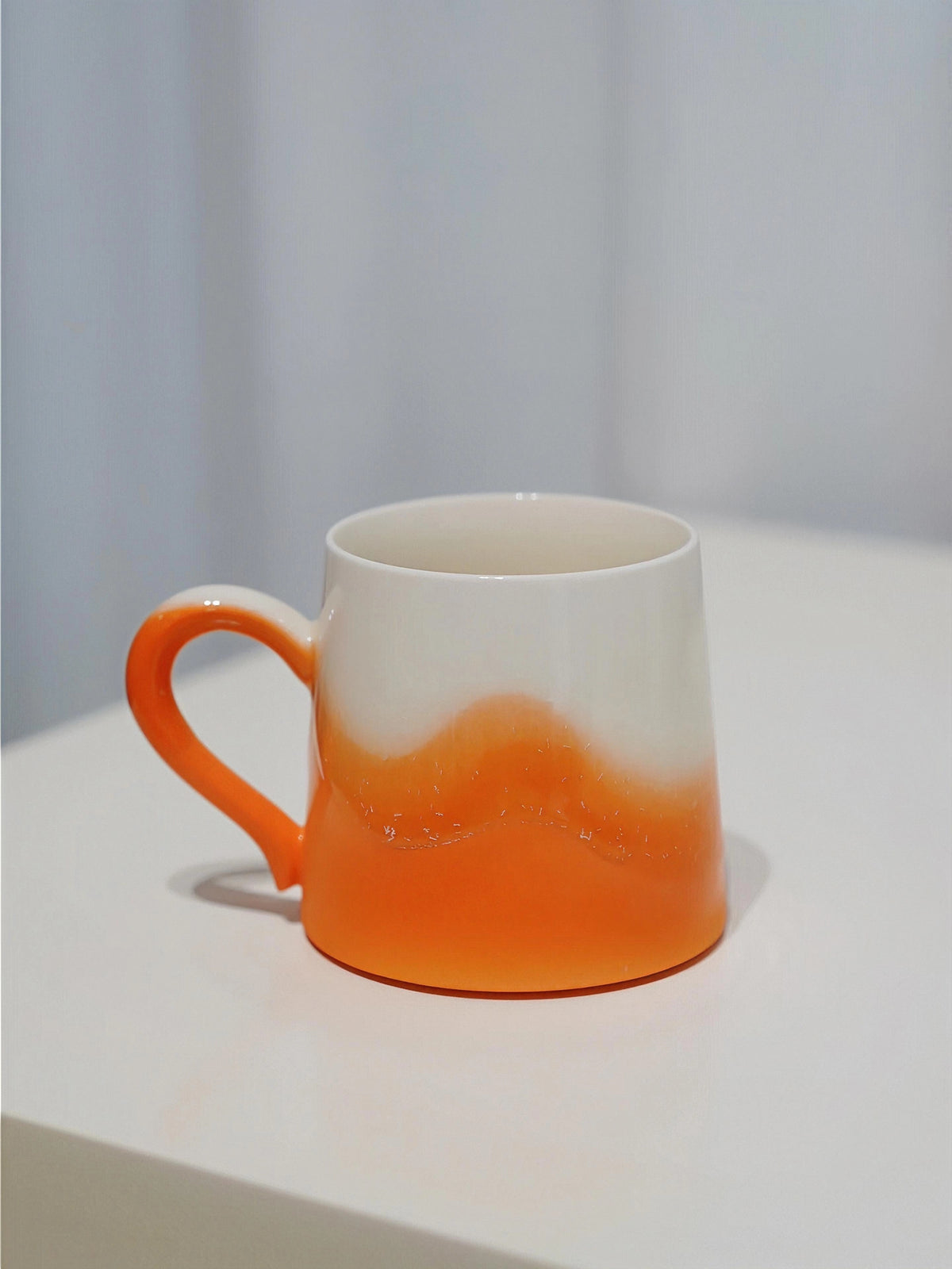 Xiangshang Sunshine Orange Lidded Mug, Handmade Jingdezhen Reactive Glaze Mug