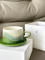 Xiangshang Wild Green Coffee Cup, Handmade Jingdezhen Reactive Glaze Coffee cup