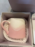 Xiangshang Amber Pink Lidded Mug, Handmade Jingdezhen Reactive Glaze Mug