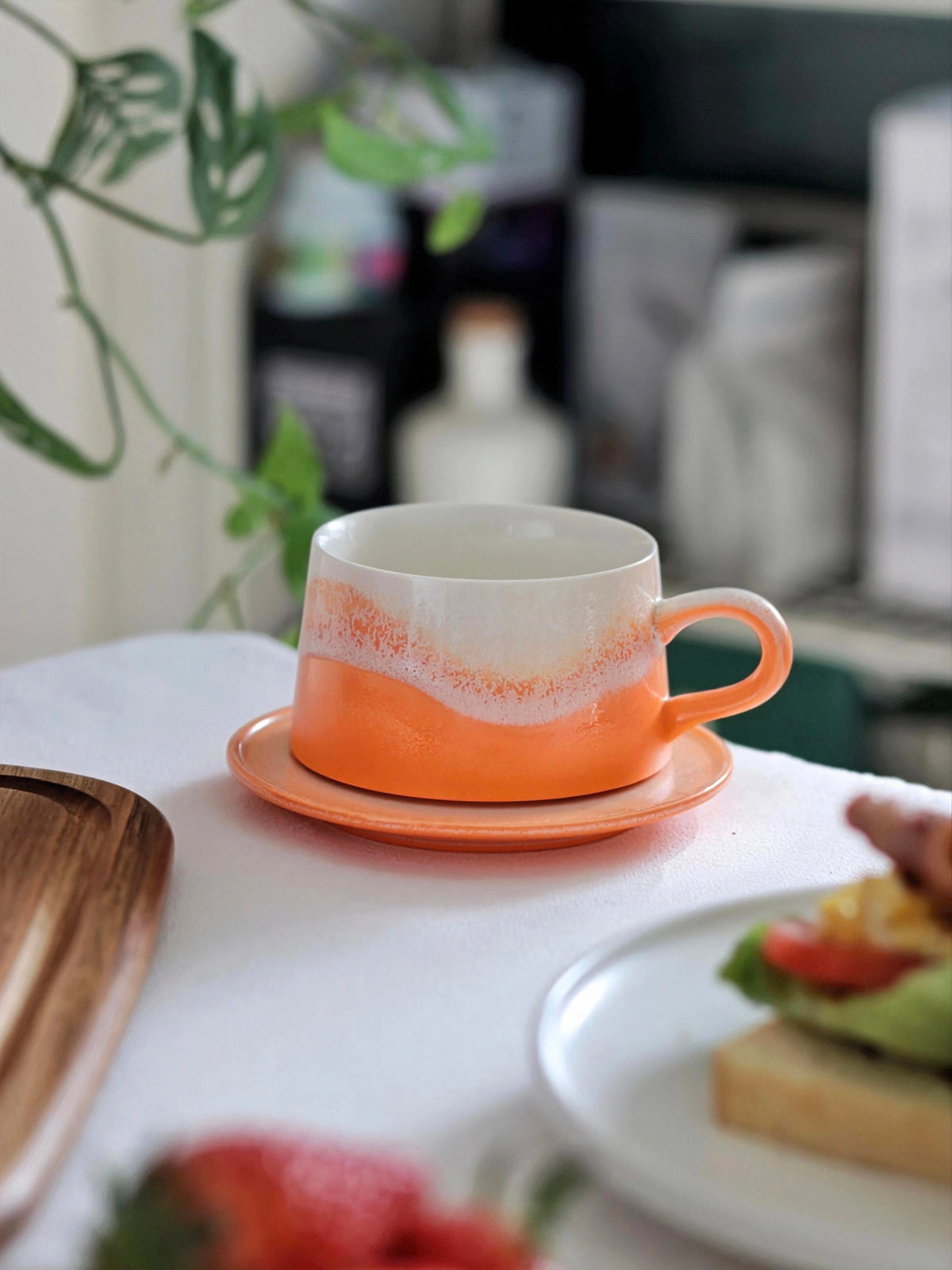 Xiangshang Sunlit Orange Coffee Cup, Handmade Jingdezhen Reactive Glaze Coffee cup