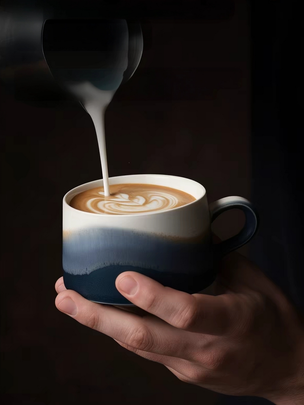 Xiangshang Mountain-Sea Blue Coffee Cup, Handmade Jingdezhen Reactive Glaze Coffee cup