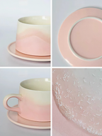 Xiangshang Amber Pink Coffee Cup, Handmade Jingdezhen Reactive Glaze Coffee cup