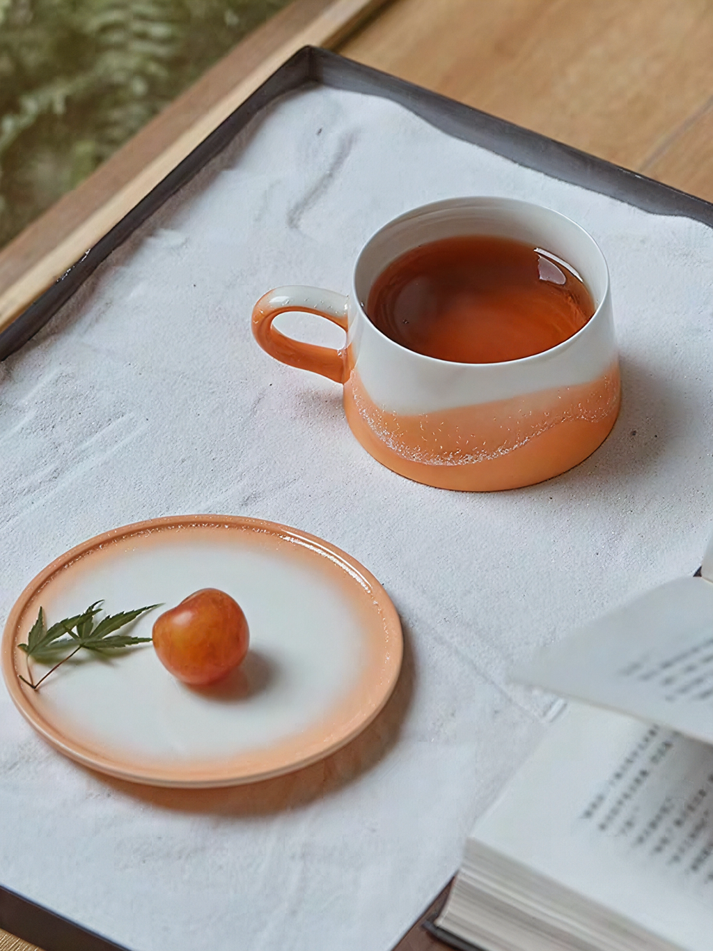 Xiangshang Sunlit Orange Coffee Cup, Handmade Jingdezhen Reactive Glaze Coffee cup