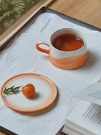 Xiangshang Sunlit Orange Coffee Cup, Handmade Jingdezhen Reactive Glaze Coffee cup