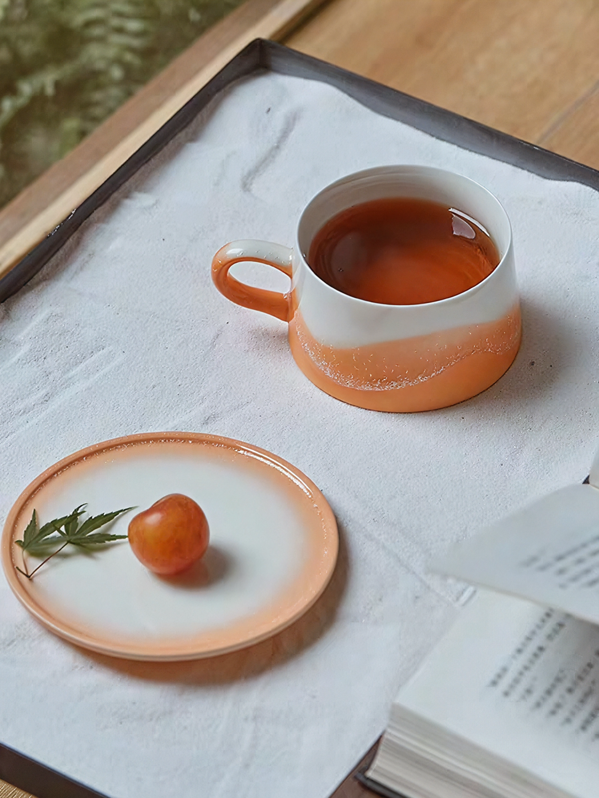 Xiangshang Sunlit Orange Coffee Cup, Handmade Jingdezhen Reactive Glaze Coffee cup