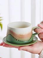 Xiangshang Wild Green Coffee Cup, Handmade Jingdezhen Reactive Glaze Coffee cup