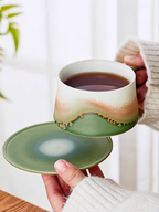 Xiangshang Wild Green Coffee Cup, Handmade Jingdezhen Reactive Glaze Coffee cup