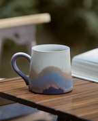 Xiangshang Mountain-Sea Blue Lidded Mug, Handmade Jingdezhen Reactive Glaze Mug