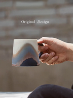 Xiangshang Mountain-Sea Blue Lidded Mug, Handmade Jingdezhen Reactive Glaze Mug