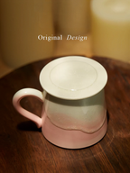 Xiangshang Amber Pink Lidded Mug, Handmade Jingdezhen Reactive Glaze Mug